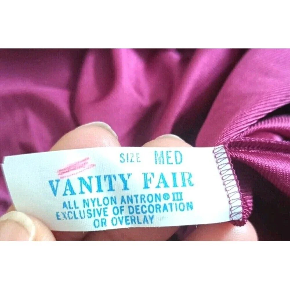Vintage Vanity Fair Nylon Nightgown Long Deep Purple Sz Medium USA Made Coquette